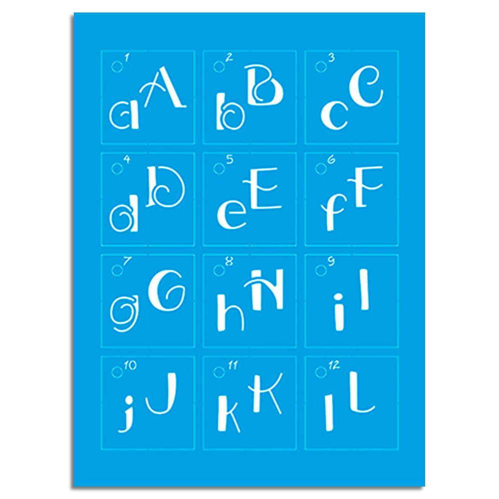 Kit Mini Stencil Litoarte STMI2-001 4,5cm Alfabeto Lettering 36 peças - Palácio da Arte