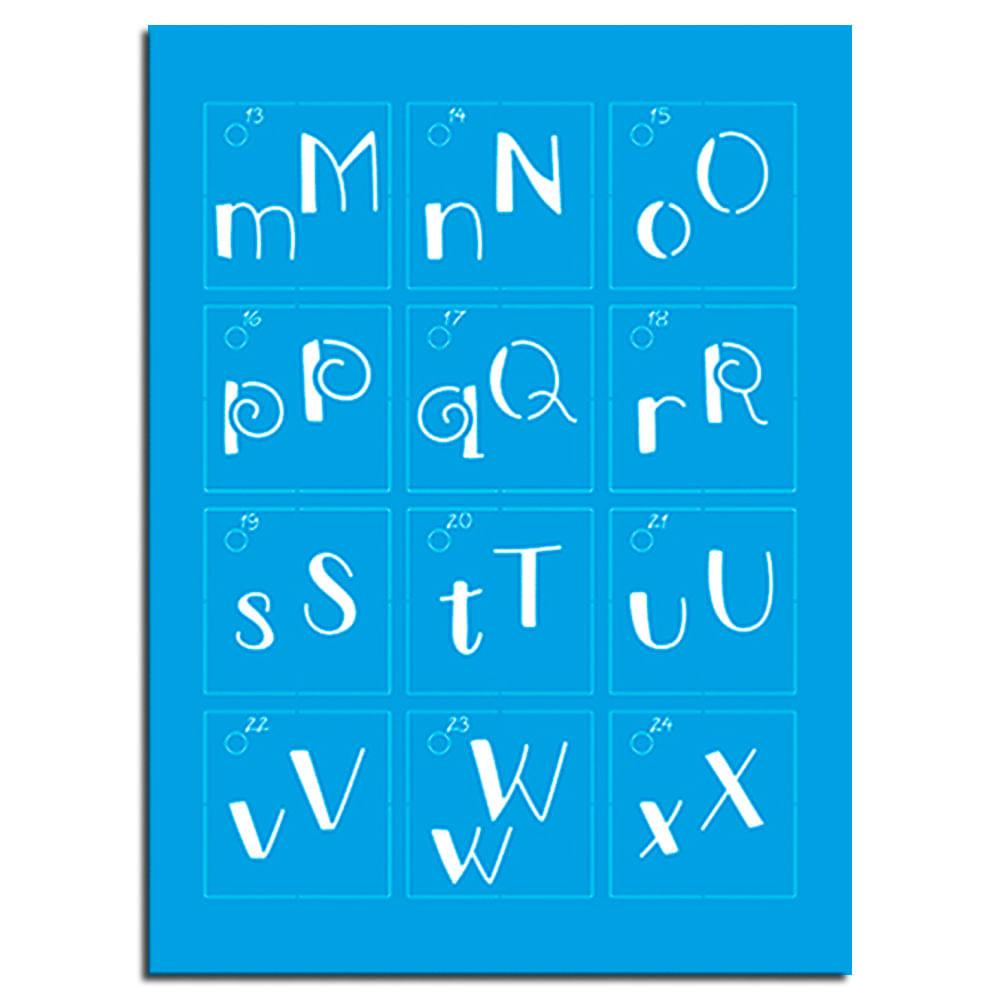 Kit Mini Stencil Litoarte STMI2-001 4,5cm Alfabeto Lettering 36 peças - Palácio da Arte