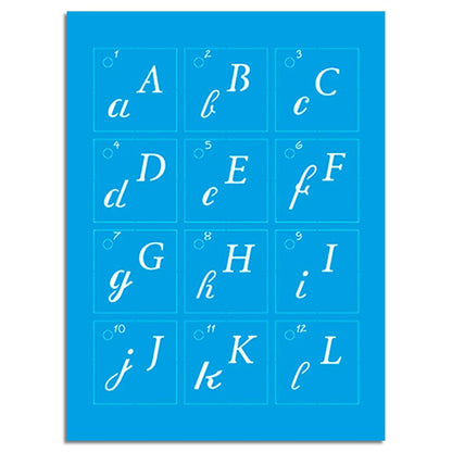 Kit Mini Stencil Litoarte STMI2-002 4,5cm Alfabeto Cursiva 36 peças - Palácio da Arte