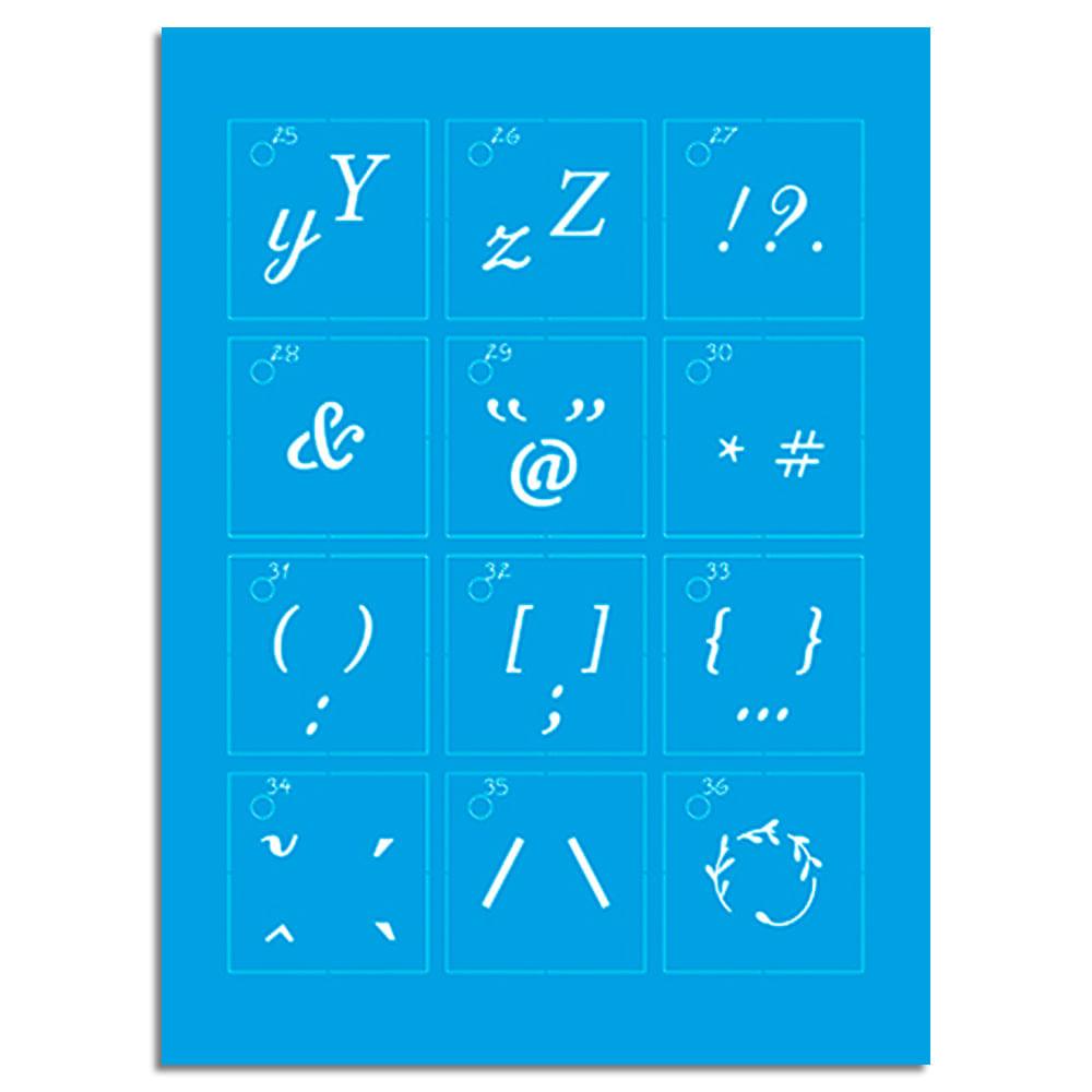 Kit Mini Stencil Litoarte STMI2-002 4,5cm Alfabeto Cursiva 36 peças - Palácio da Arte