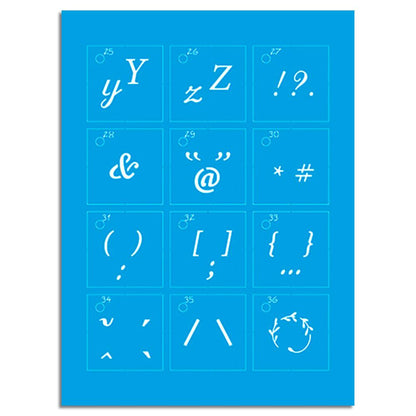 Kit Mini Stencil Litoarte STMI2-002 4,5cm Alfabeto Cursiva 36 peças - Palácio da Arte
