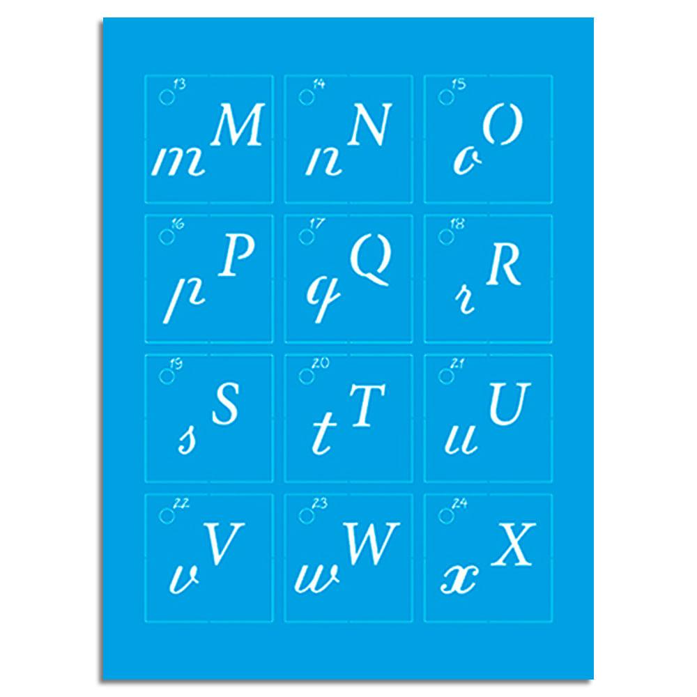 Kit Mini Stencil Litoarte STMI2-002 4,5cm Alfabeto Cursiva 36 peças - Palácio da Arte
