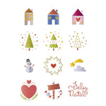 Kit Mini Stencil Litoarte STMIN-003 4,5cm Natal Bolas de Natal, Casinha, Árvore 12 peças - Palácio da Arte