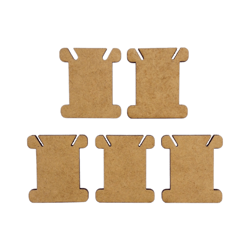 Kit Plaquinhas para Enrolar Meadas de Linhas Liso 3,5x4cm em MDF com 5 peças - Palácio da Arte