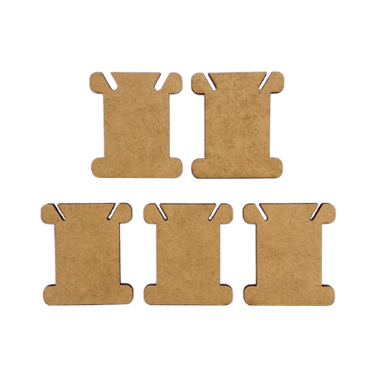 Kit Plaquinhas para Enrolar Meadas de Linhas Liso 3,5x4cm em MDF com 5 peças - Palácio da Arte