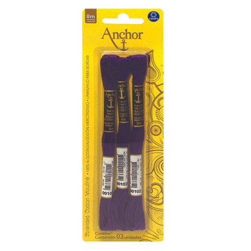 Linha Meada Bordado Anchor Mouliné 00102 Roxo 3 unidades - Palácio da Arte