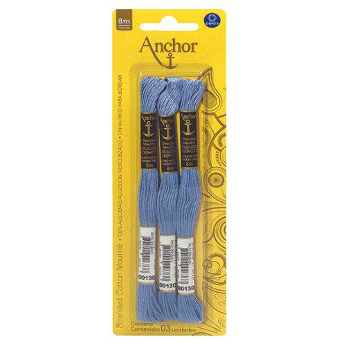 Linha Meada Bordado Anchor Mouliné 00130 Azul Claro 3 unidades - Palácio da Arte