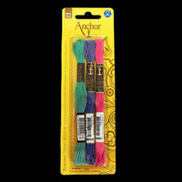 Linha Meada Bordado Anchor Mouliné M0014 Verde e Rosa e Azul 3 unidades - Palácio da Arte