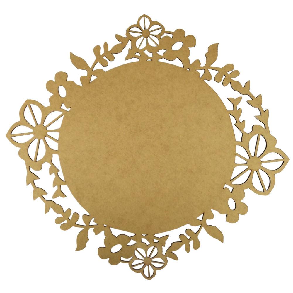 Mandala Borda Floral 25x25cm em MDF - Palácio da Arte