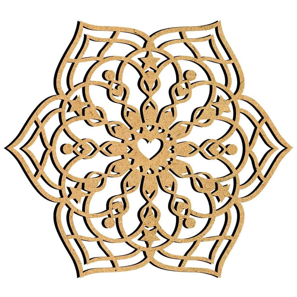 Mandala Moderna 6 Pontas 30x27,5cm em MDF - Palácio da Arte