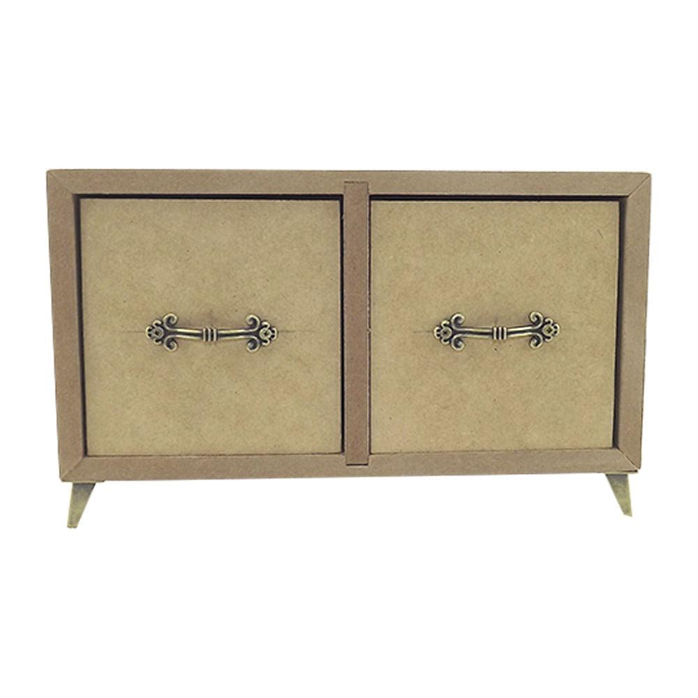 Mini Cômoda em MDF 2 Gavetas Lisa com Pé e Puxador 23x10,7x12cm - Palácio da Arte