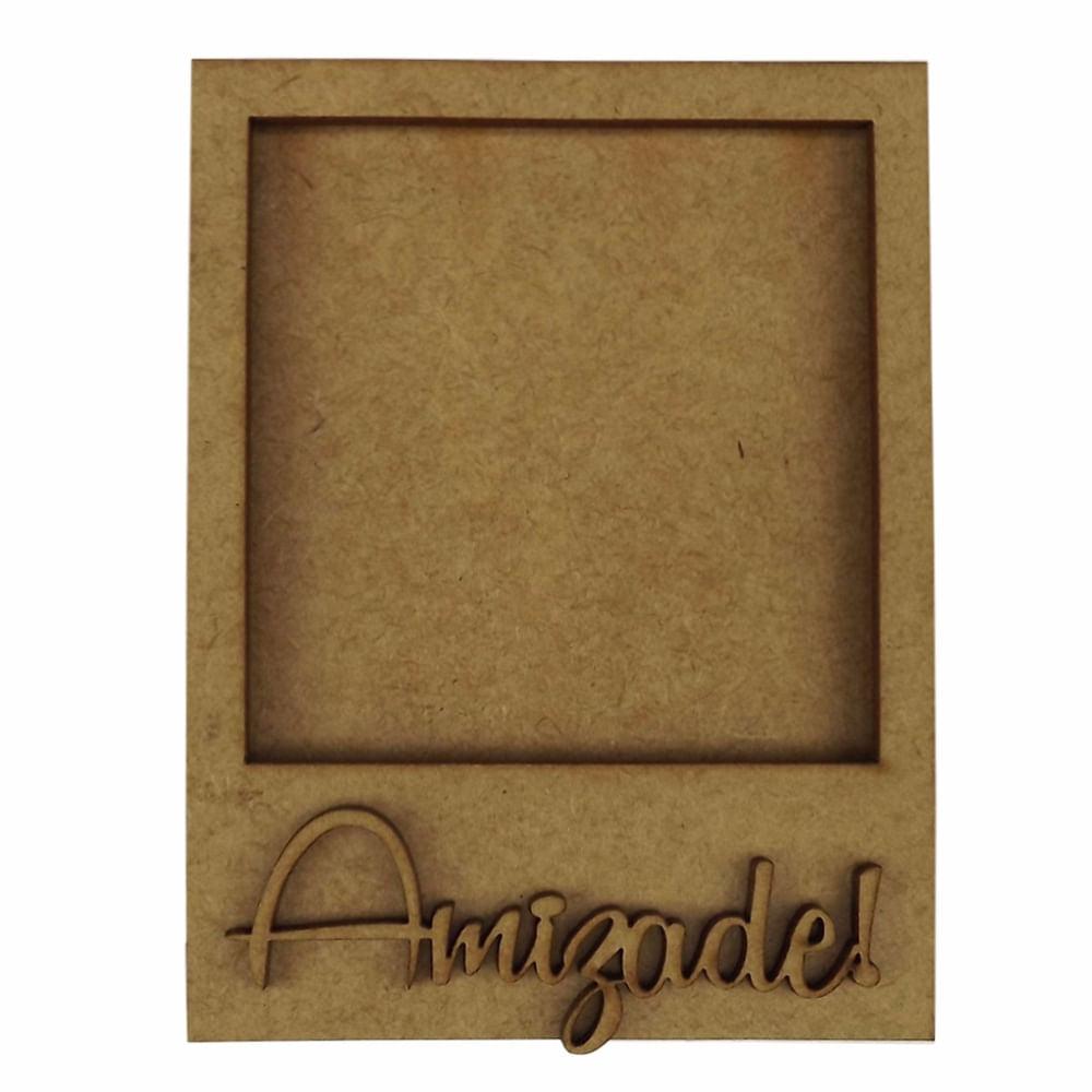 Moldura Foto Polaroid com Aplique Amizade 11x8,6cm em MDF - Palácio da Arte