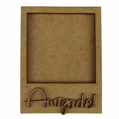 Moldura Foto Polaroid com Aplique Amizade 11x8,6cm em MDF - Palácio da Arte