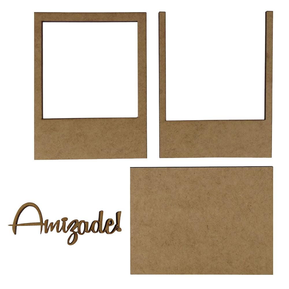 Moldura Foto Polaroid com Aplique Amizade 11x8,6cm em MDF - Palácio da Arte