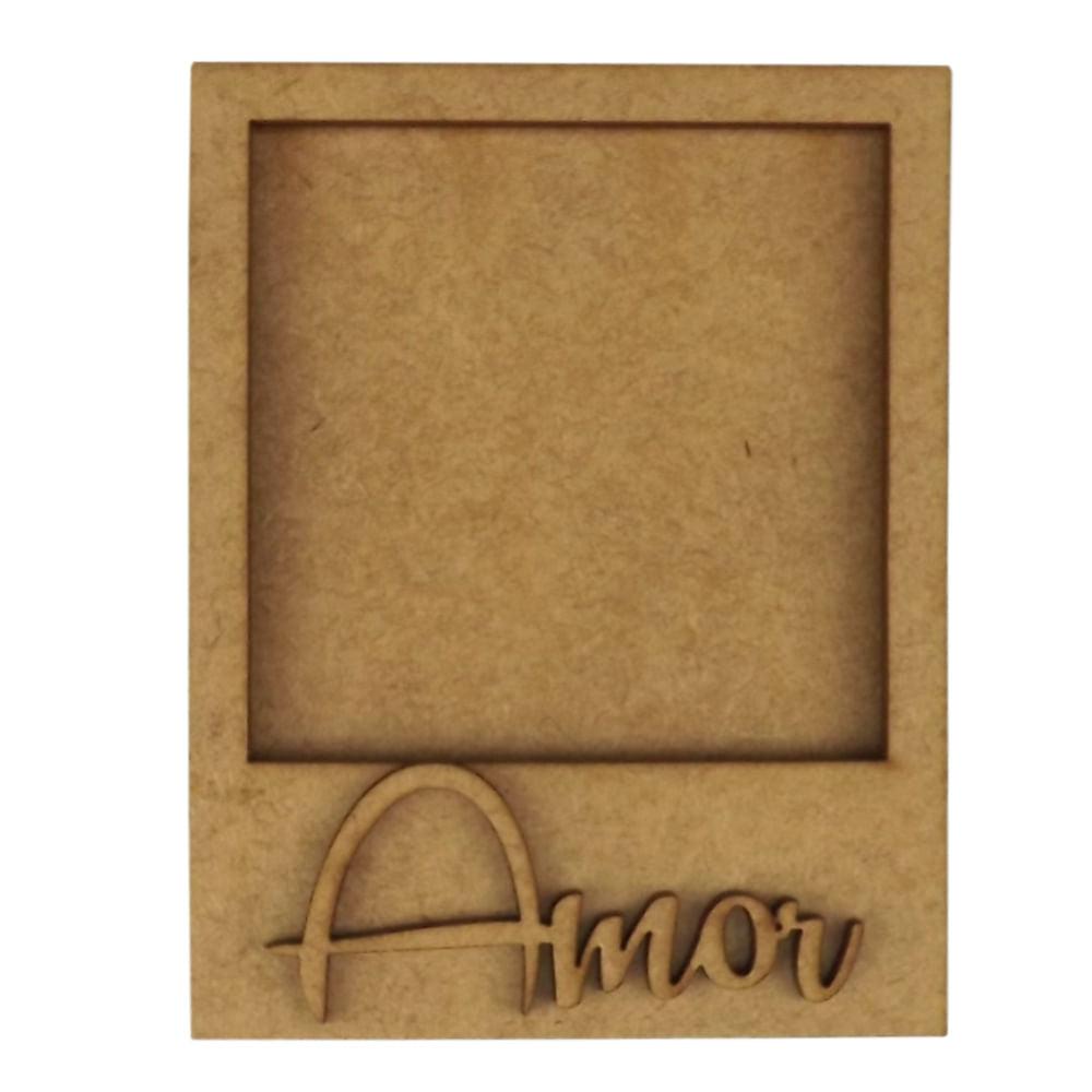 Moldura Foto Polaroid com Aplique Amor 11x8,6cm em MDF - Palácio da Arte
