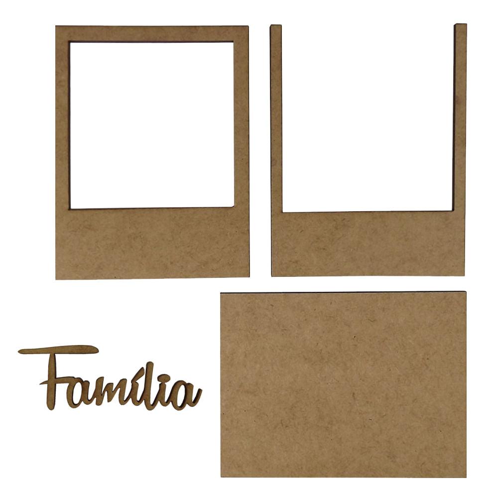 Moldura Foto Polaroid com Aplique Família 11x8,6cm em MDF - Palácio da Arte