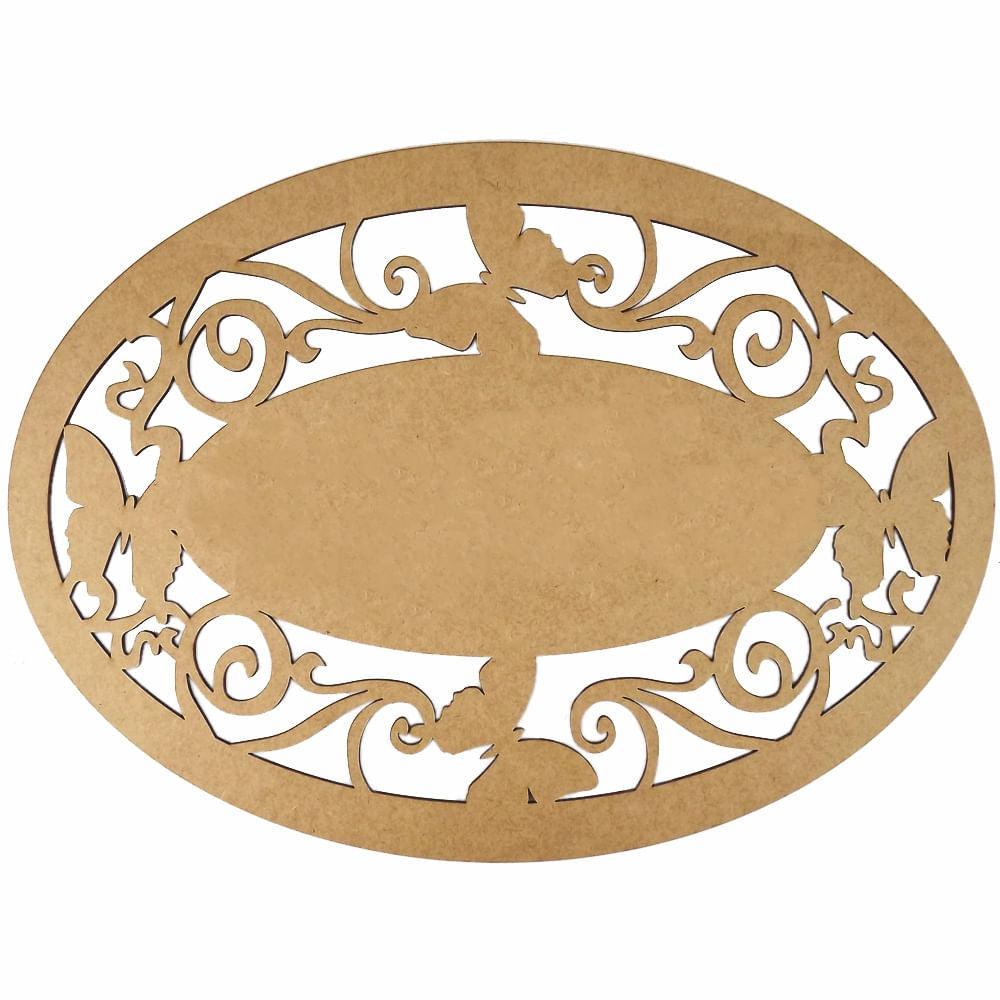 Moldura Oval Borboletas Lisa 30x22cm em MDF - Palácio da Arte