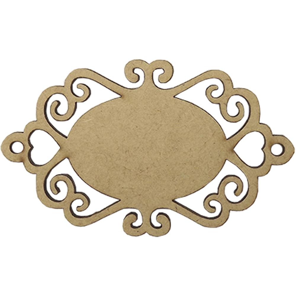 Moldura Oval Coração 10x6cm em MDF - Palácio da Arte