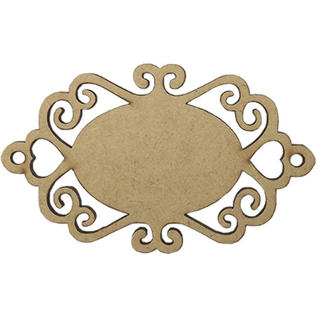 Moldura Oval Coração 10x6cm em MDF - Palácio da Arte