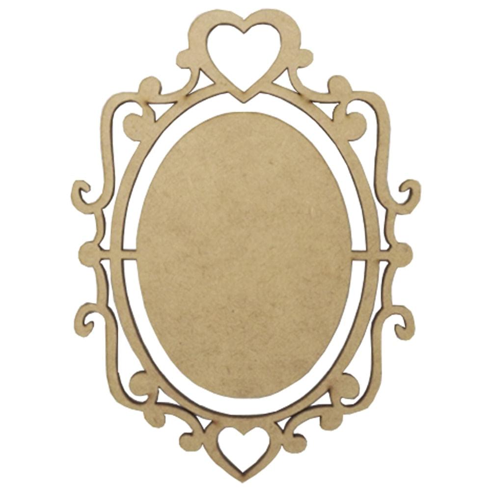 Moldura Oval Coração 15x11cm em MDF - Palácio da Arte
