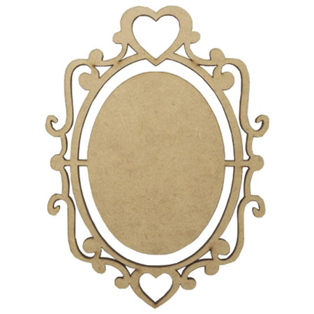 Moldura Oval Coração 15x11cm em MDF - Palácio da Arte