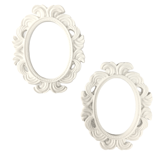 Moldura Oval Dominicana Mini 9,5x7,5cm com 2 unidades Resina - Palácio da Arte