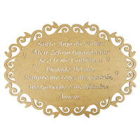 Moldura Oval Oração Santo Anjo do Senhor Arabesco 40x29cm em MDF - Palácio da Arte