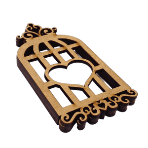Moldura para Shaker Box Gaiola Coração 10x5cm em MDF - Palácio da Arte