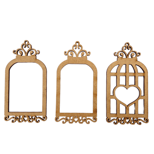 Moldura para Shaker Box Gaiola Coração 10x5cm em MDF - Palácio da Arte