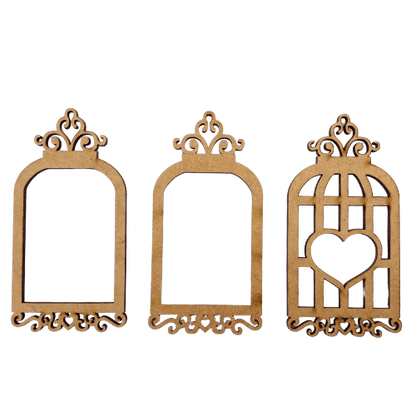 Moldura para Shaker Box Gaiola Coração 10x5cm em MDF - Palácio da Arte