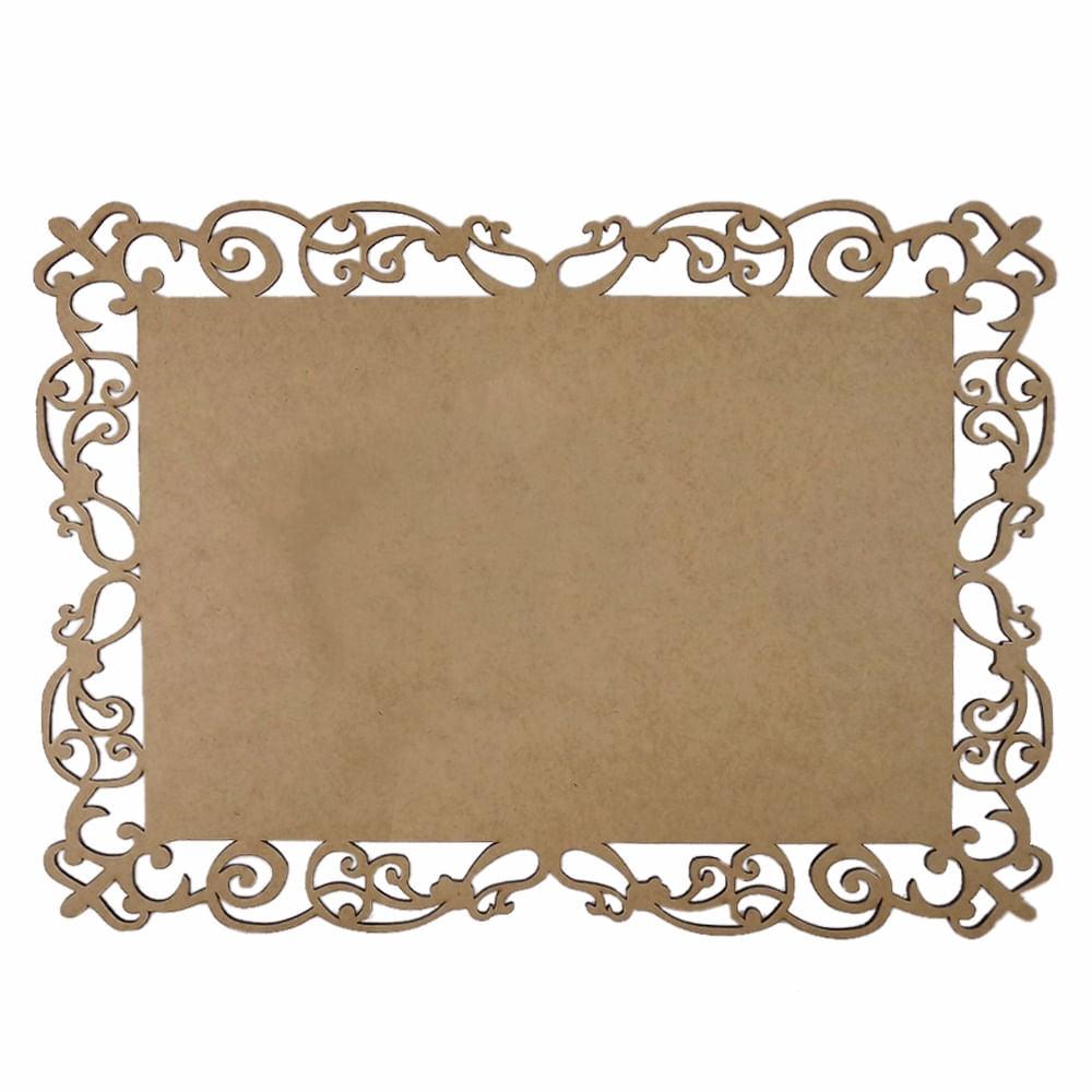 Moldura Retangular Arabescos Lisa 40x30cm em MDF - Palácio da Arte