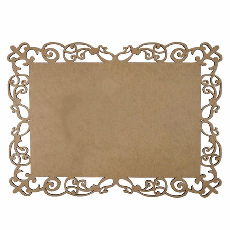 Moldura Retangular Arabescos Lisa 40x30cm em MDF - Palácio da Arte
