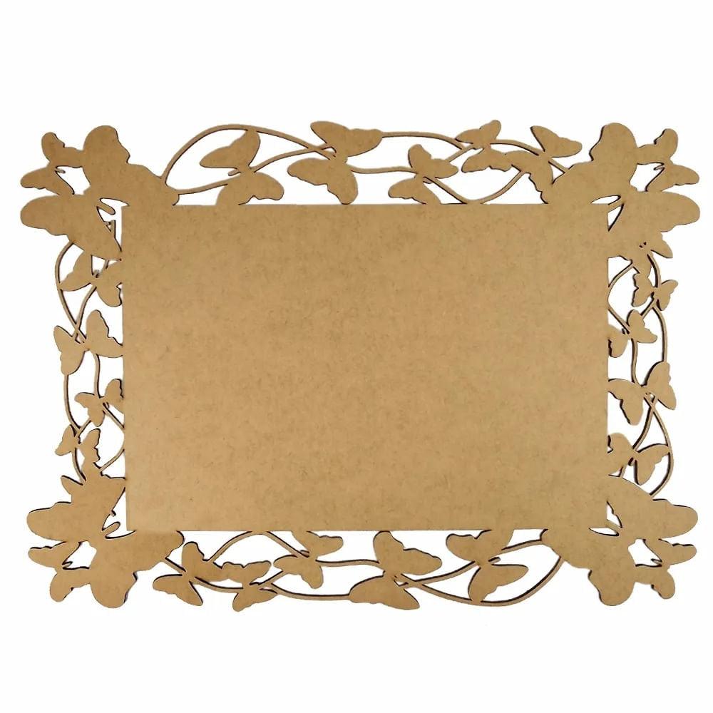Moldura Retangular Borboletas 15x10,7cm em MDF - Palácio da Arte