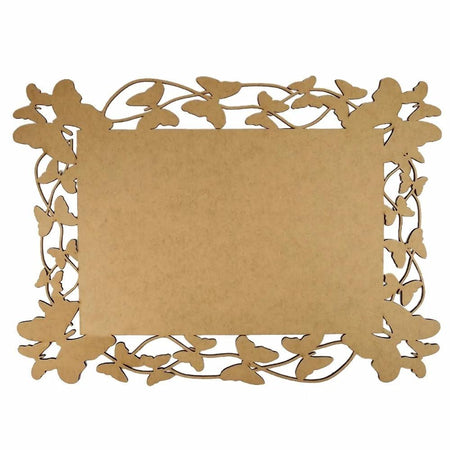 Moldura Retangular Borboletas 15x10,7cm em MDF - Palácio da Arte