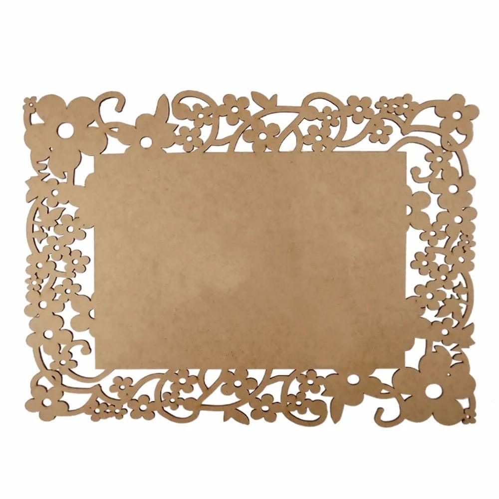 Moldura Retangular Flores 15x10,7cm em MDF - Palácio da Arte