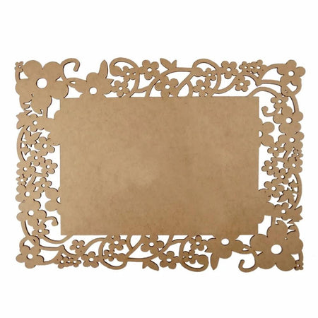 Moldura Retangular Flores 15x10,7cm em MDF - Palácio da Arte