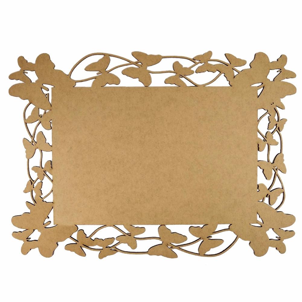 Moldura Retangular Lisa Borboletas 30x21,5cm em MDF - Palácio da Arte