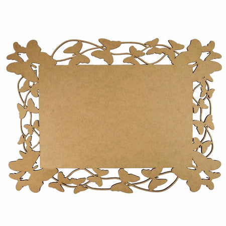 Moldura Retangular Lisa Borboletas 30x21,5cm em MDF - Palácio da Arte