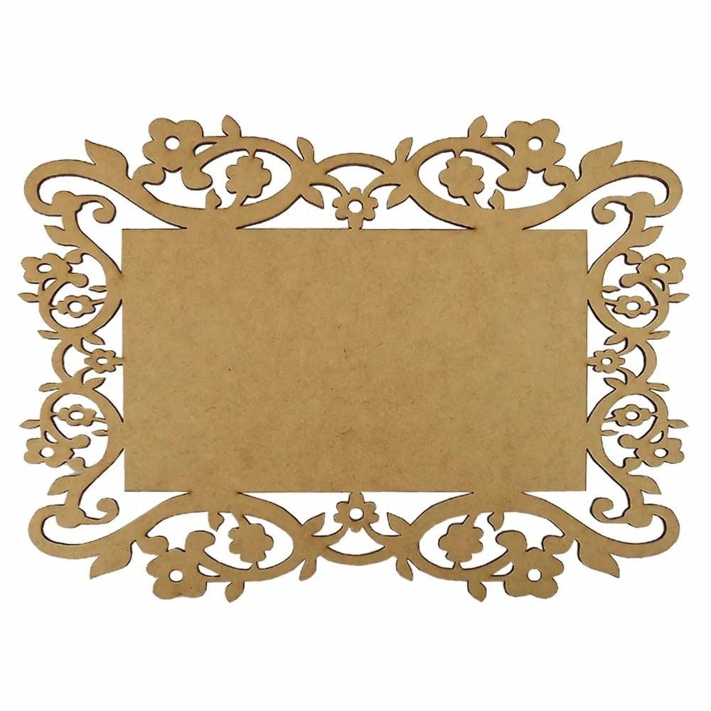 Moldura Retangular Margaridas 15x10,7cm em MDF - Palácio da Arte