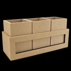 Organizador com 3 Potes em MDF 9x12,5x26cm - Palácio da Arte