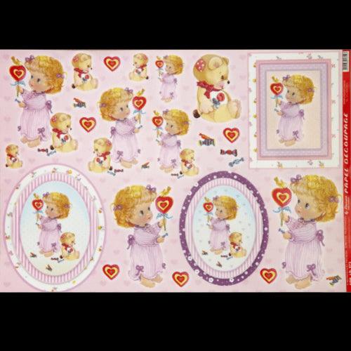Papel Decoupage 34x48 LD-573 Menina e Ursinho Litocart - Palácio da Arte