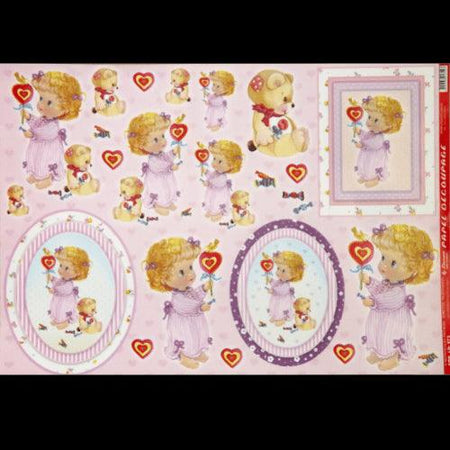 Papel Decoupage 34x48 LD-573 Menina e Ursinho Litocart - Palácio da Arte
