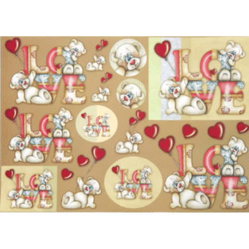 Papel Decoupage 34x48 LD-686 Ursinho Love Litocart - Palácio da Arte