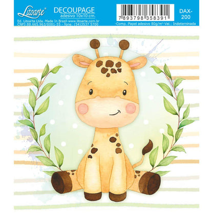 Papel Decoupage Adesiva Litoarte DAX-200 Meu Safari Girafa 10x10cm - Palácio da Arte