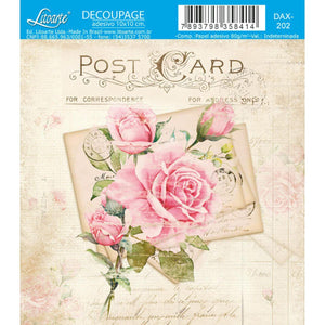 Papel Decoupage Adesiva Litoarte DAX-202 Mon Monde Rose Blue 10x10cm - Palácio da Arte