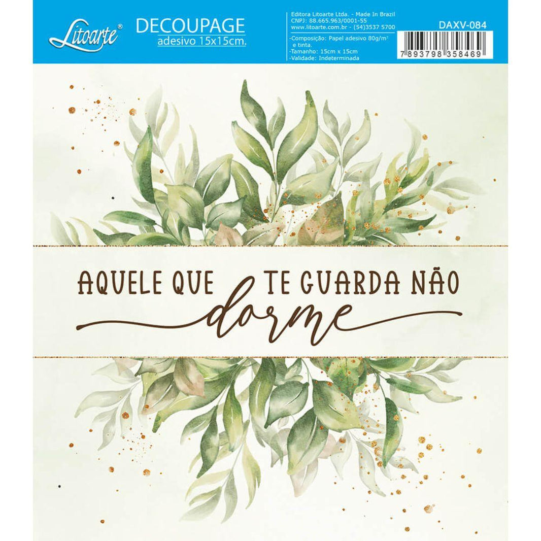 Papel Decoupage Adesiva Litoarte DAXV-084 Aquele Que Te Guarda Não Dorme 15x15cm - Palácio da Arte