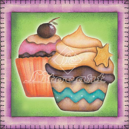 Papel Decoupage Adesivo 10x10 LAX-079 Cupcake Litocart - Palácio da Arte