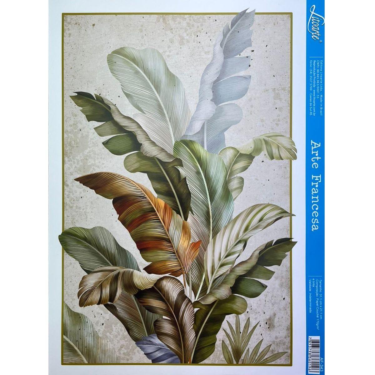 Papel Decoupage Arte Francesa Litoarte AF-343 Folha de Bananeira 31,1x21,1cm - Palácio da Arte