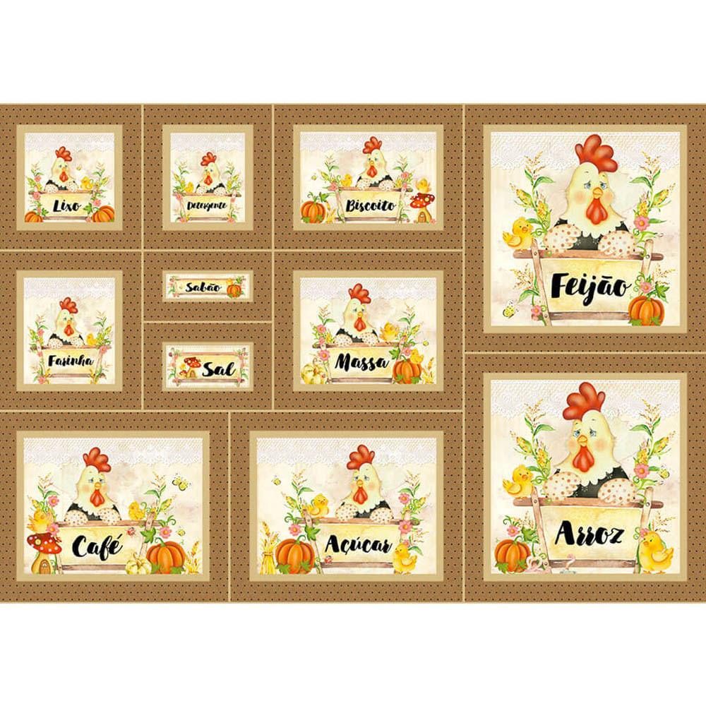 Papel Decoupage Litoarte PD-1036 Galinha e Rótulos Mantimentos 49x34,3cm - Palácio da Arte