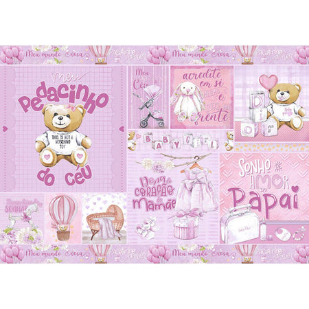 Papel Decoupage Litoarte PD-1085 Pacotinho de Amor Menina 49x34,3cm - Palácio da Arte
